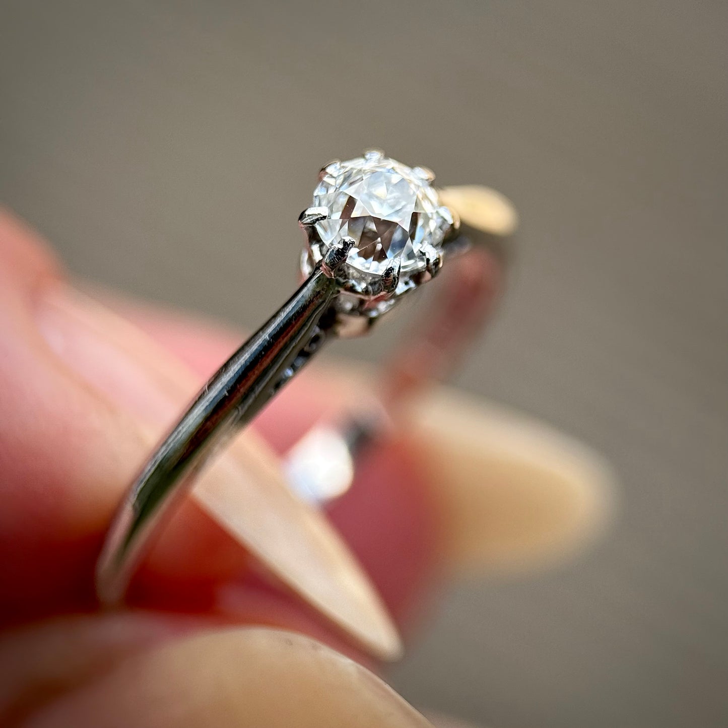 Antique Art Deco Platinum 0.375ct Old Cut Diamond Solitaire Engagement Ring