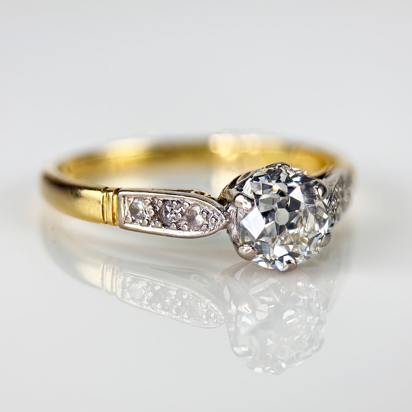 18ct Gold 0.68ct Old Mine Cut Diamond Solitaire Engagement Ring 2.3g