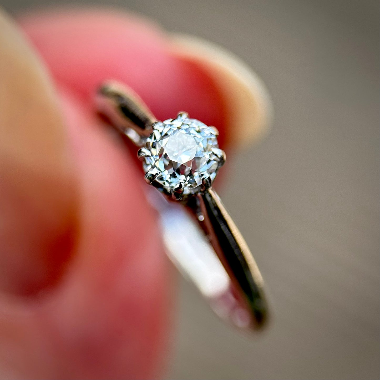 Antique Art Deco Platinum 0.375ct Old Cut Diamond Solitaire Engagement Ring