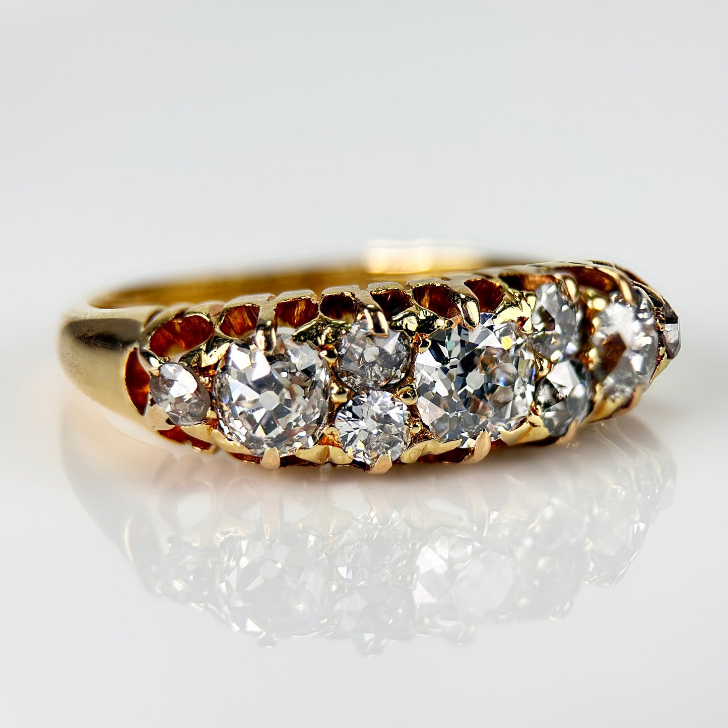 18ct Gold Fully Hallmarked Antique Victorian 1.42ct Old Cut Diamond Ring