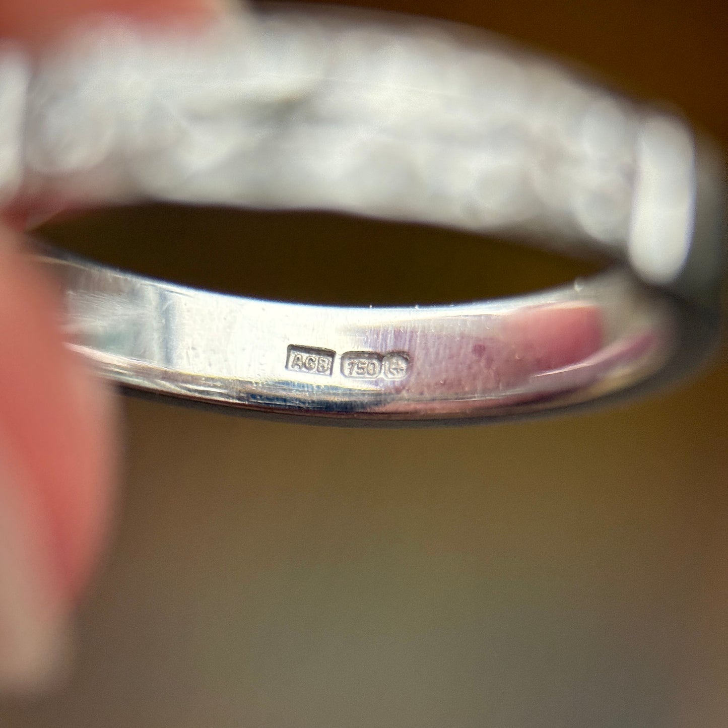18CT White Gold 0.42ct Old Cut Diamond Half Eternity Band Ring Size N 1/2 4.5g
