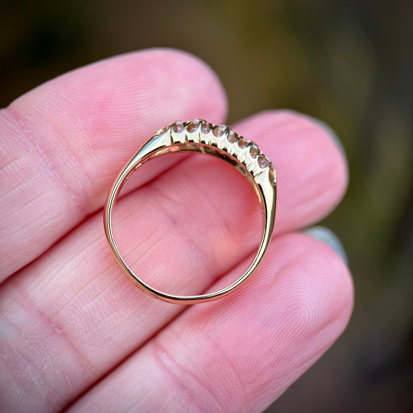 18ct Gold 0.40CT Antique Fully Hallmarked Old Cut Diamond Five Stone Ring Size N
