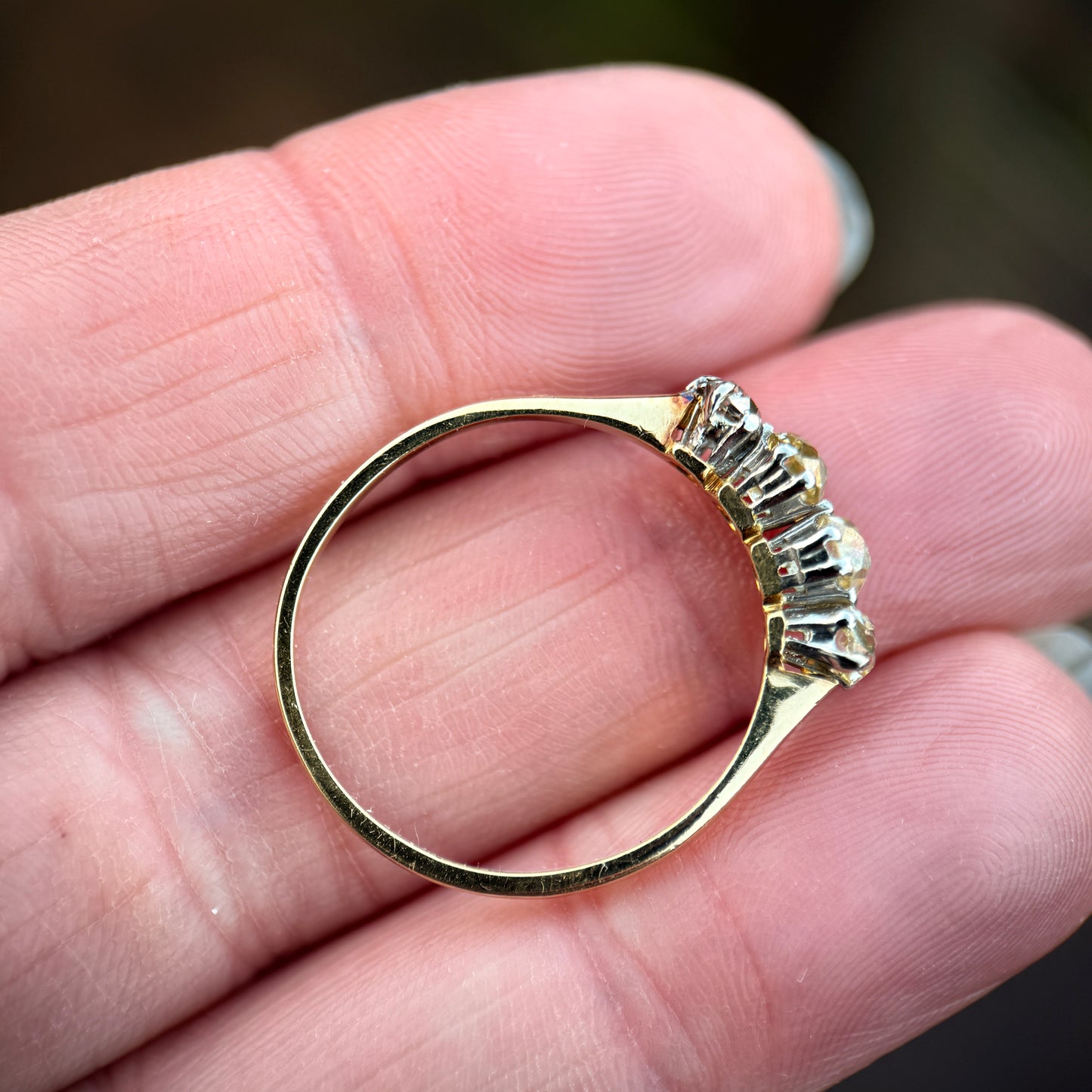 18ct Gold & Platinum Antique 0.88ct Old Cut Diamond Four Stone Ring