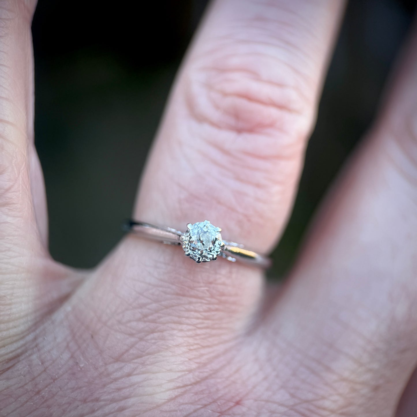 Antique Art Deco Platinum 0.375ct Old Cut Diamond Solitaire Engagement Ring