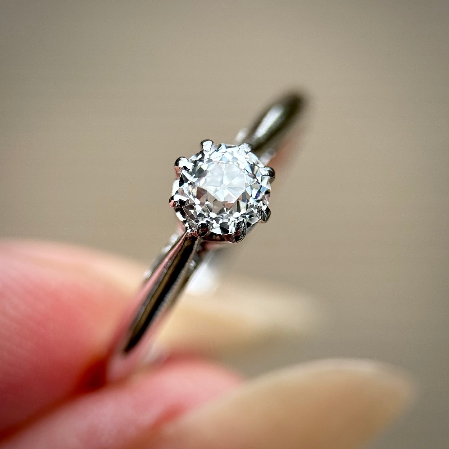 Antique Art Deco Platinum 0.375ct Old Cut Diamond Solitaire Engagement Ring