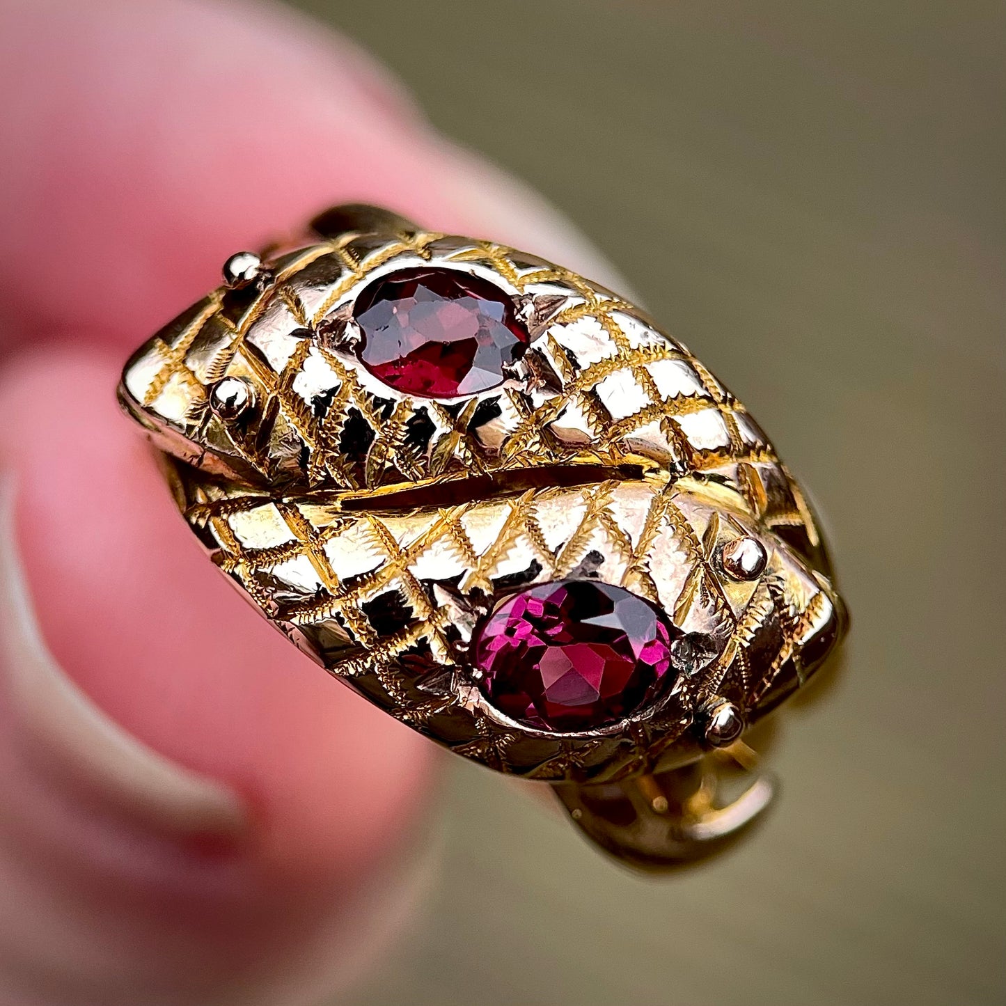 9CT Gold Antique (1915) Double Headed Snake / Cobra Ring 5.1g