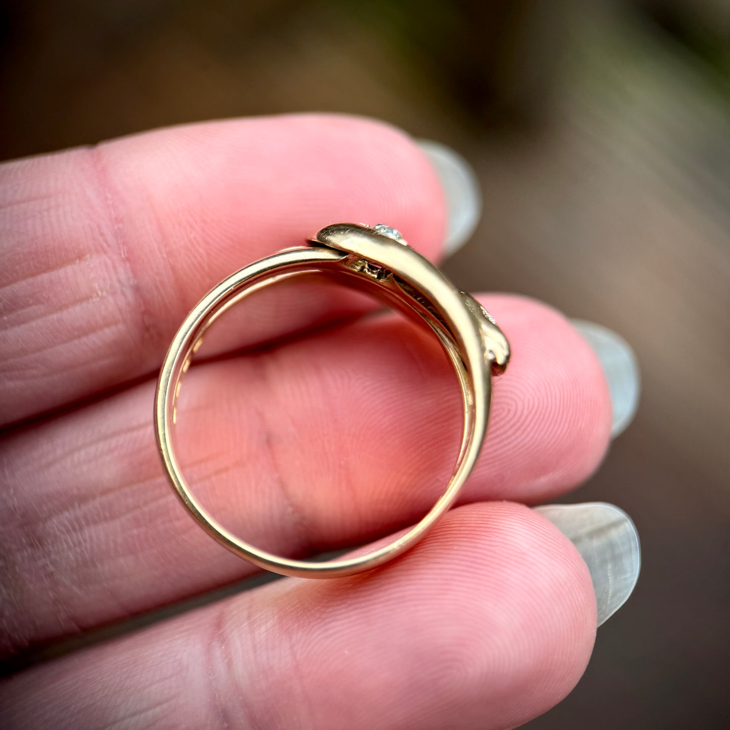 18CT Gold Antique Fully Hallmarked Victorian Old Cut Diamond Snake Ring 8.2g