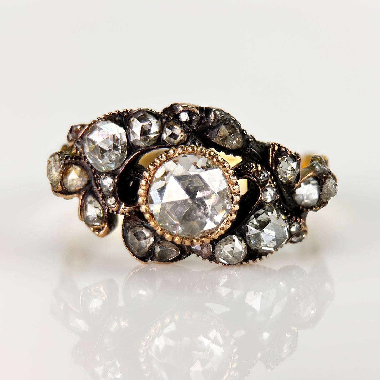 Antique Georgian 1.60ct Old Rose Cut Diamond Gold Ring N 1/2 4.9g