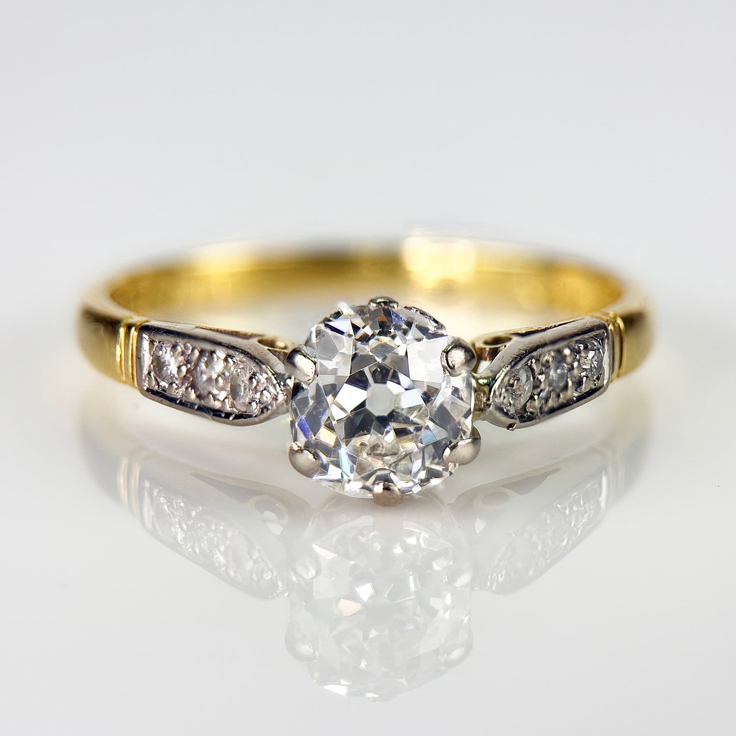 18ct Gold 0.68ct Old Mine Cut Diamond Solitaire Engagement Ring 2.3g