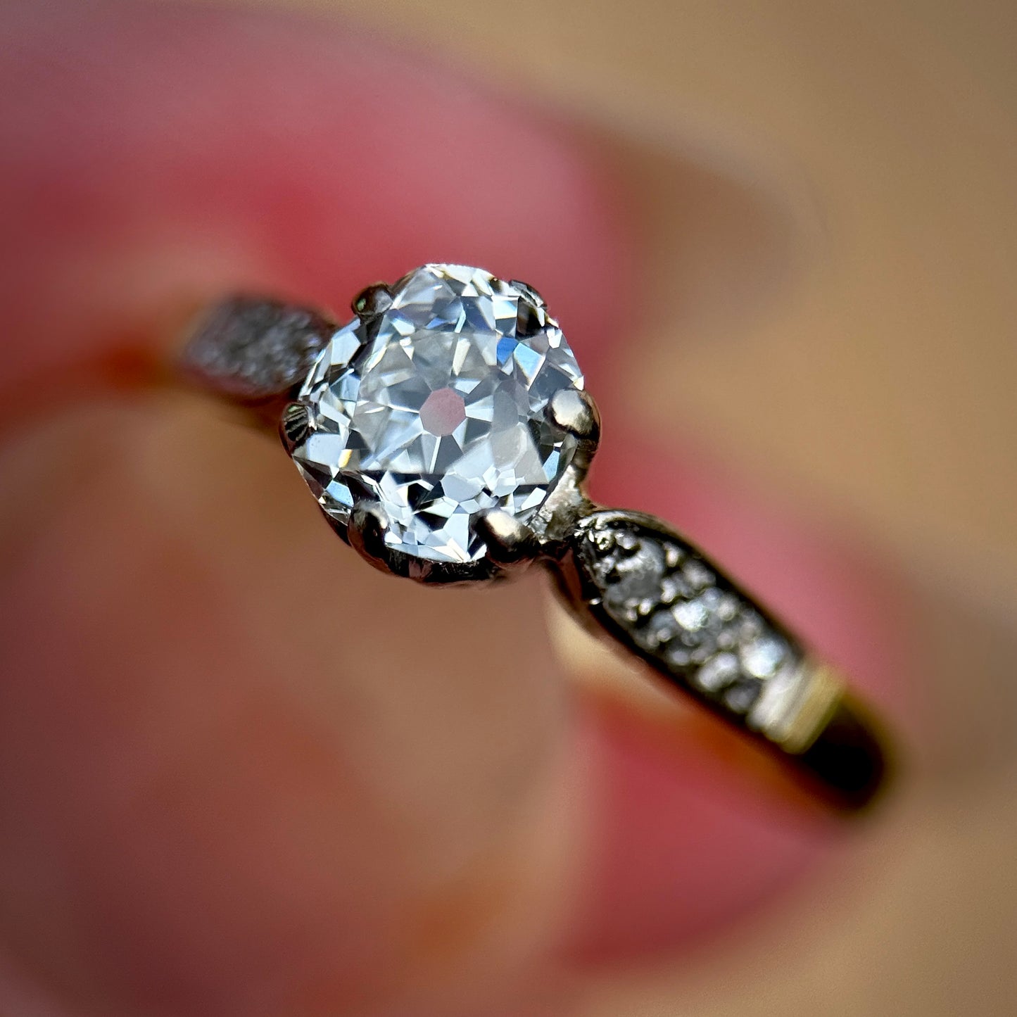 18ct Gold 0.68ct Old Mine Cut Diamond Solitaire Engagement Ring 2.3g