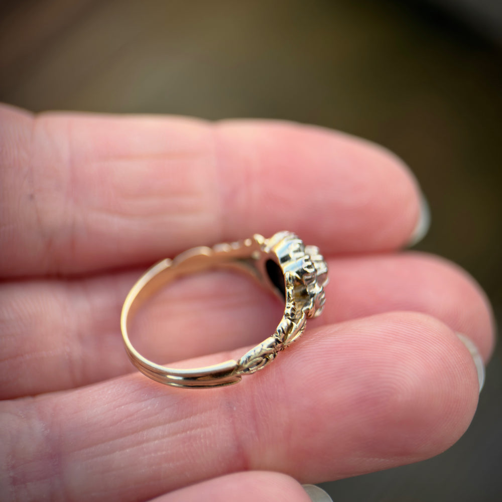 14ct Gold & Silver Antique Georgian 0.57ct Old cut diamond cluster Ring