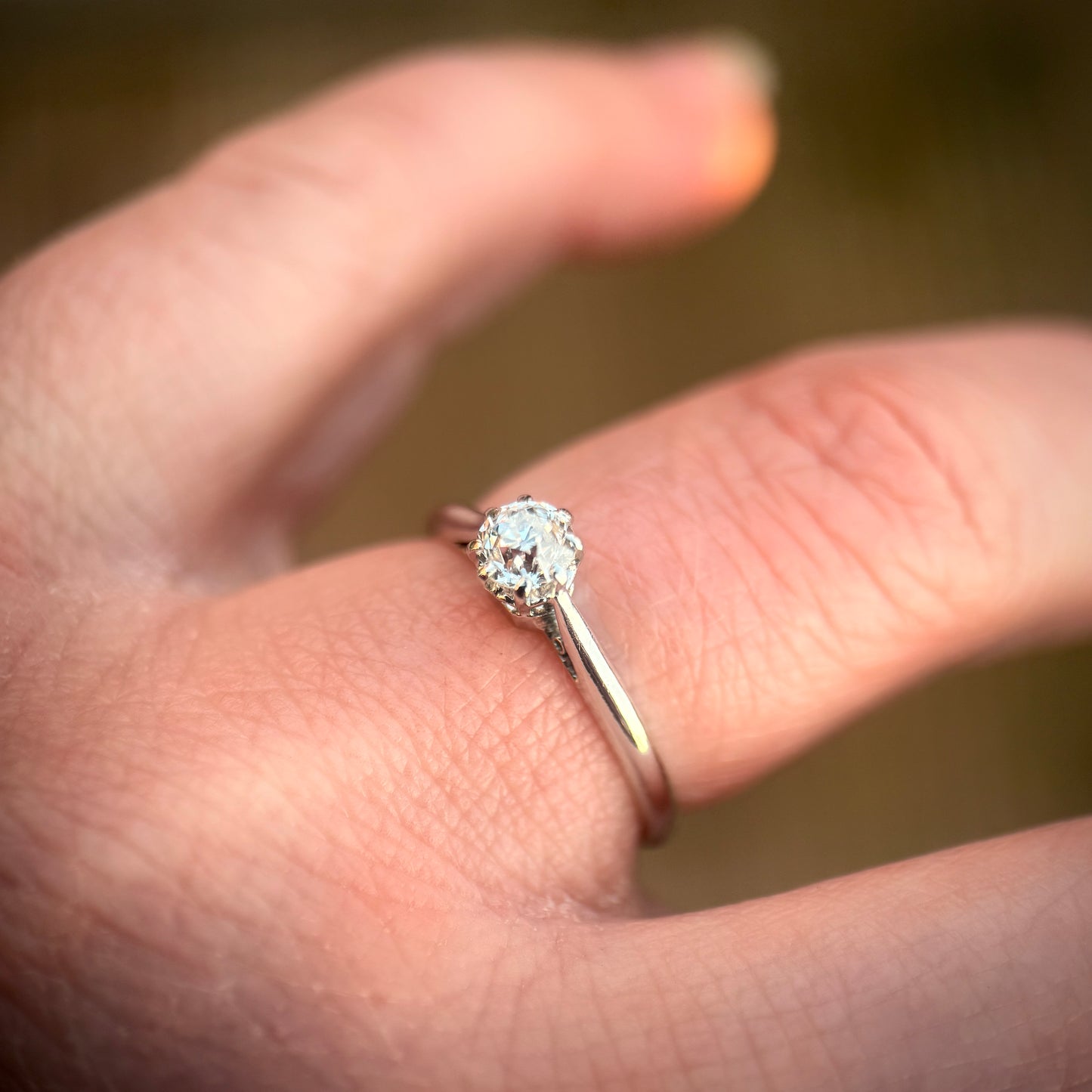 Antique Art Deco Platinum 0.375ct Old Cut Diamond Solitaire Engagement Ring