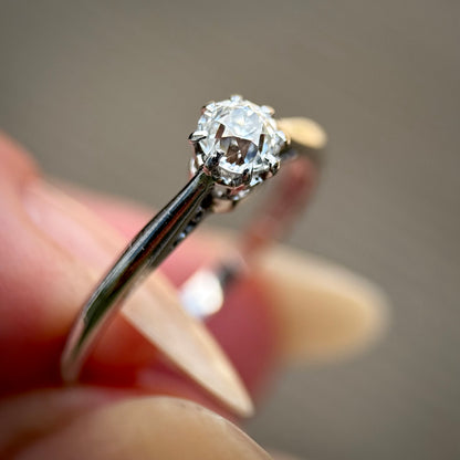 Antique Art Deco Platinum 0.375ct Old Cut Diamond Solitaire Engagement Ring