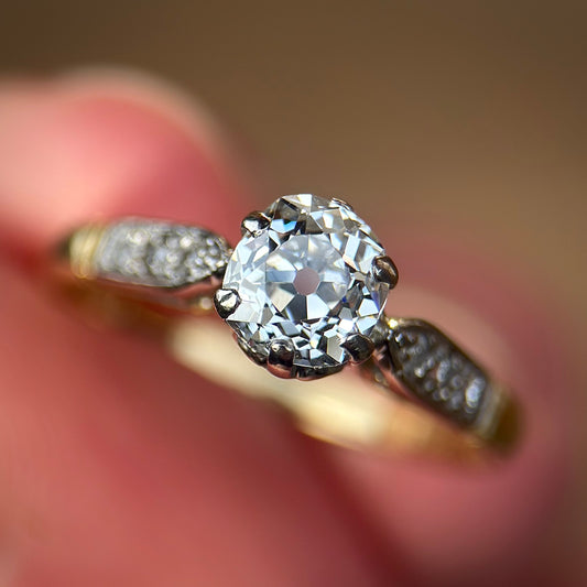 18ct Gold 0.68ct Old Mine Cut Diamond Solitaire Engagement Ring 2.3g