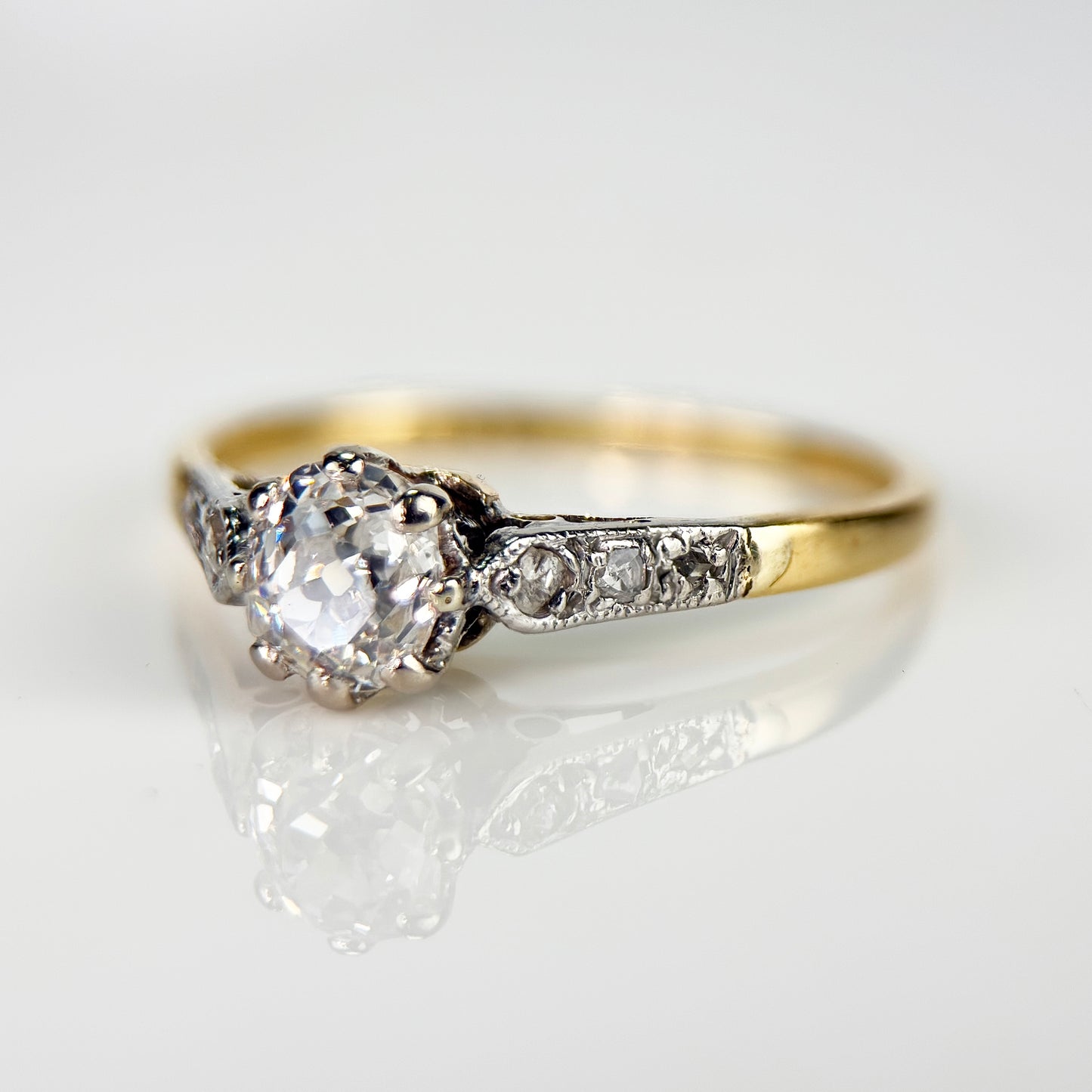18ct Gold 0.51ct Old Mine Cut Diamond Solitaire Engagement Ring