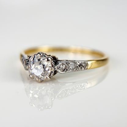 18ct Gold 0.51ct Old Mine Cut Diamond Solitaire Engagement Ring