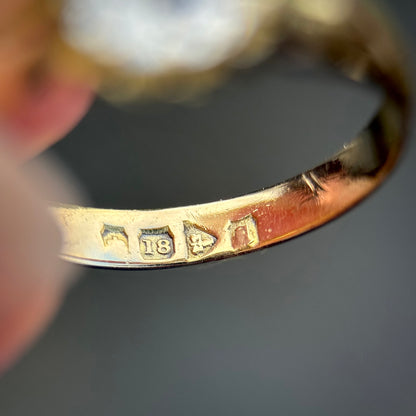 18ct Gold Antique Fully Hallmarked 1.21ct Old Cut Diamond gypsy Ring