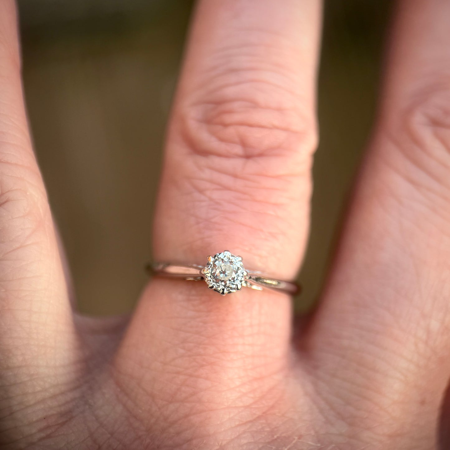 Antique Art Deco Platinum 0.375ct Old Cut Diamond Solitaire Engagement Ring