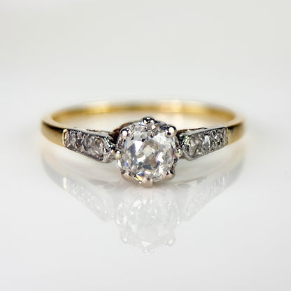 18ct Gold 0.51ct Old Mine Cut Diamond Solitaire Engagement Ring