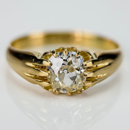 18ct Gold Antique Fully Hallmarked 1.21ct Old Cut Diamond gypsy Ring