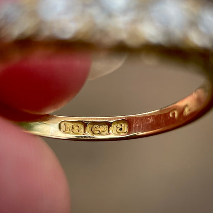 18ct Gold Fully Hallmarked Antique Victorian 0.77ct Old Cut Diamond 5 Stone Ring