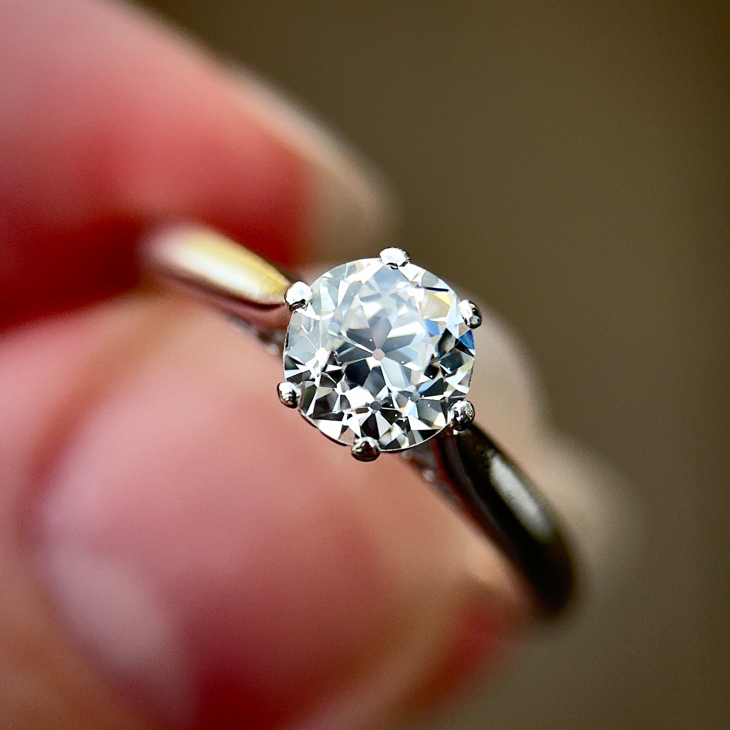 Platinum Antique Art Deco 0.725ct Old Cut Diamond Solitaire Engagement Ring