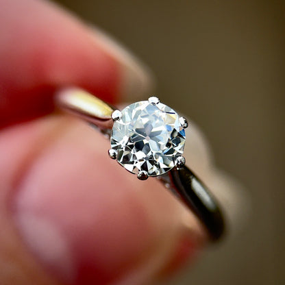 Platinum Antique Art Deco 0.725ct Old Cut Diamond Solitaire Engagement Ring