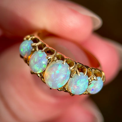 ***RESERVED for customer*** 18CT Gold Antique Victorian Fully Hallmarked 1896 Fiery Crystal Opal Ring