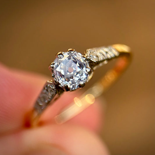 18ct Gold 0.51ct Old Mine Cut Diamond Solitaire Engagement Ring