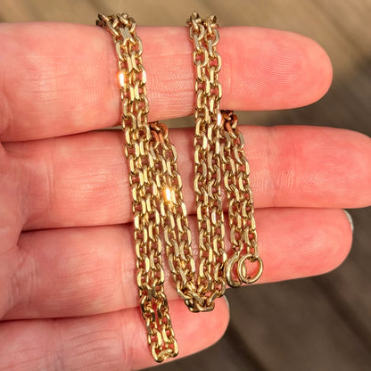 9ct Gold Vintage faceted biker cable link chain necklace 14.7 grams 21 " inch