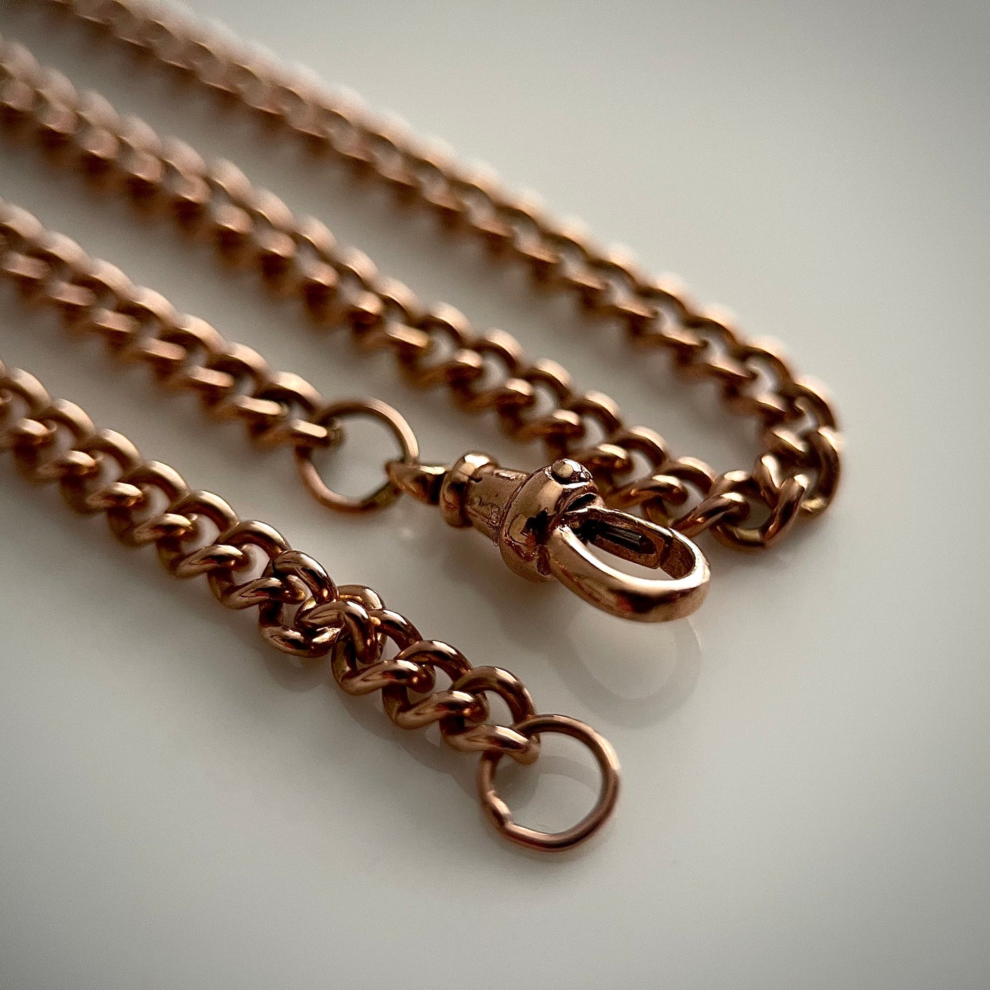 9CT Solid Rose Gold Curb Link Chain 17 Inches With Dog Clip - Superb Quality