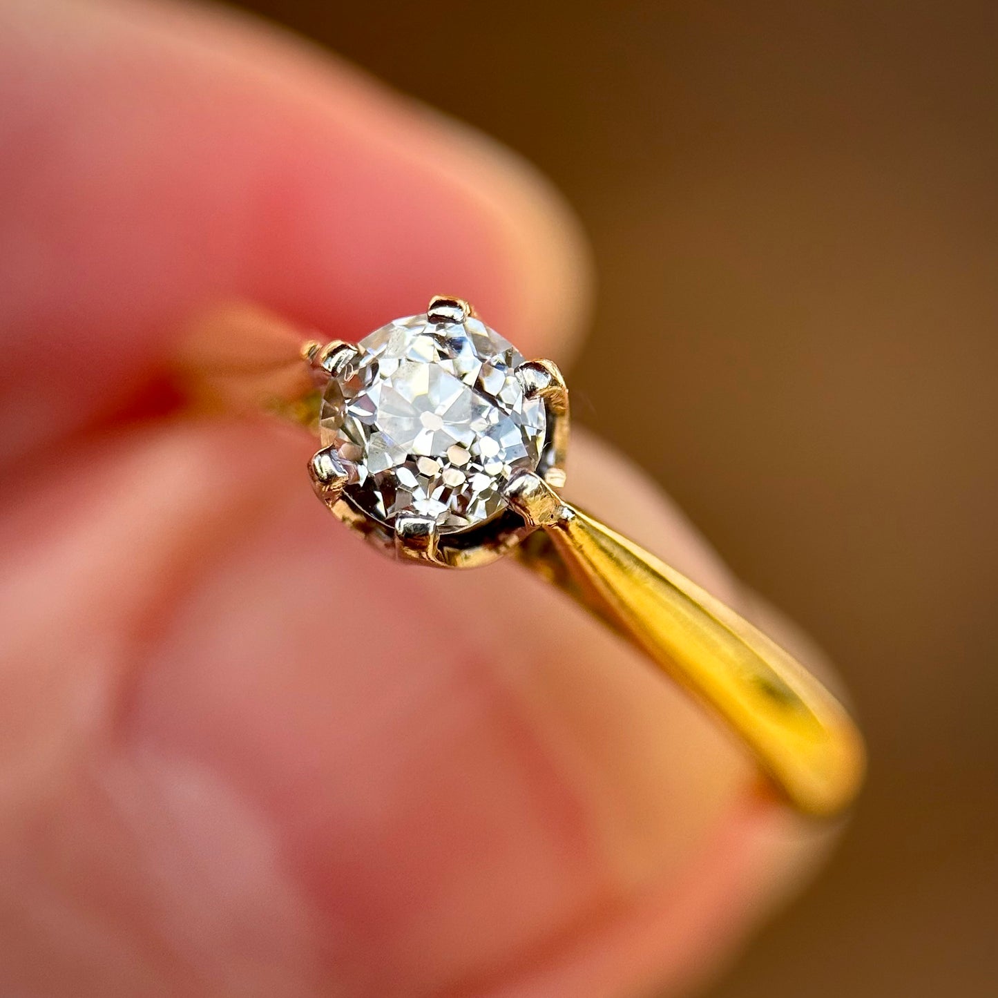 18ct Gold 0.48ct Old Cut Diamond Solitaire Engagement Ring