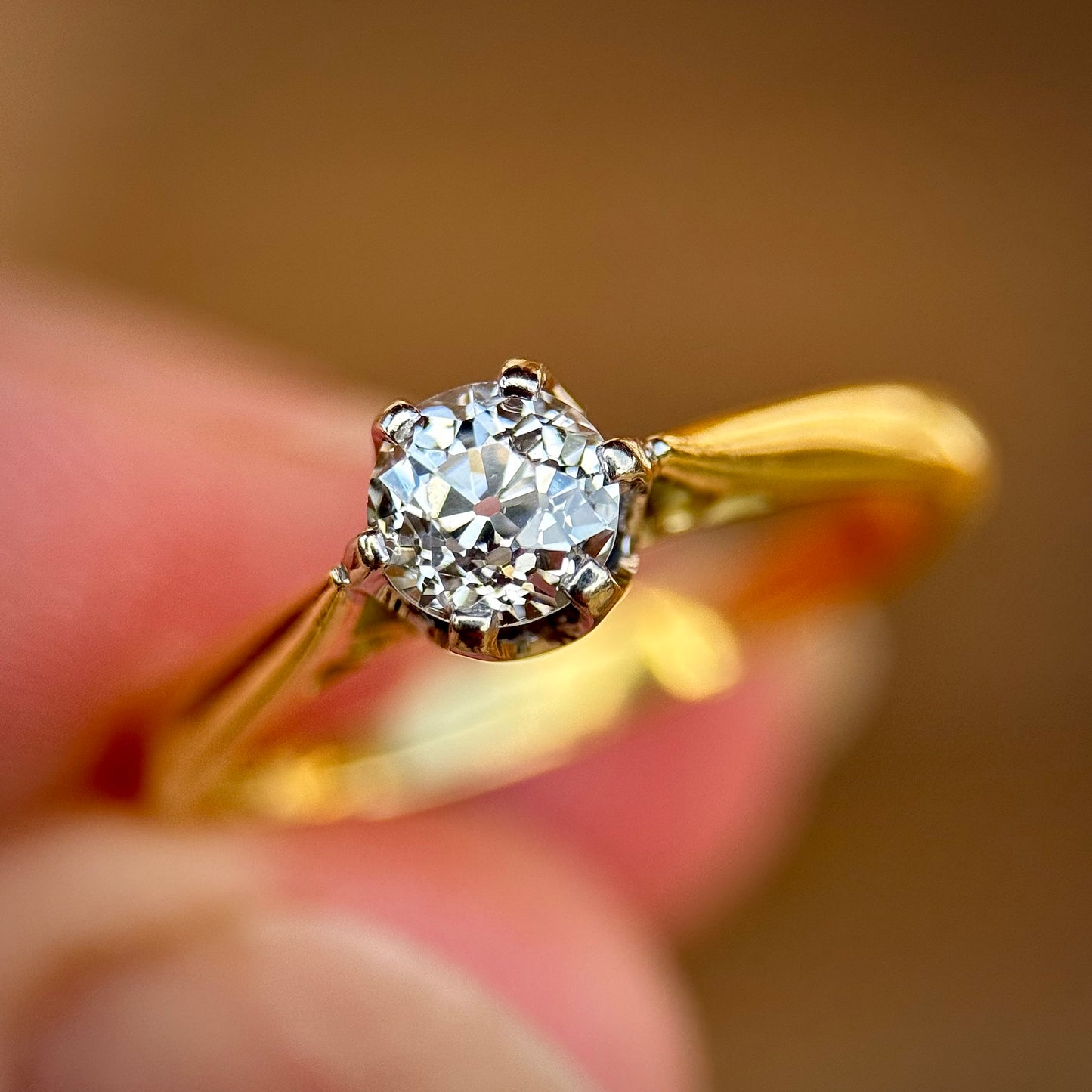 18ct Gold 0.48ct Old Cut Diamond Solitaire Engagement Ring