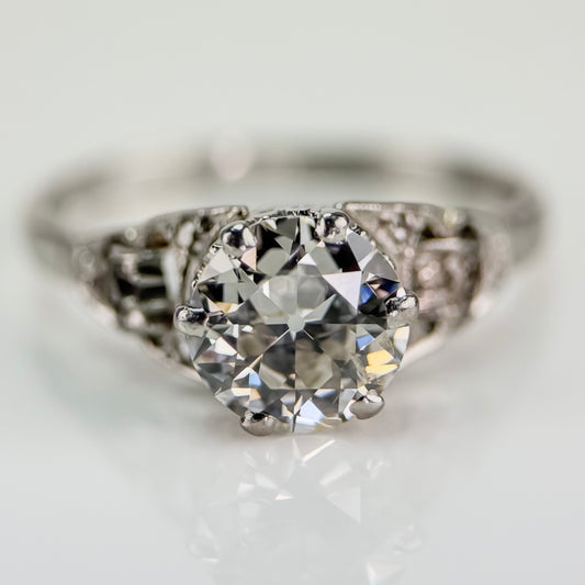 Platinum 1.20ct Old European Cut Diamond Solitaire Engagement Ring