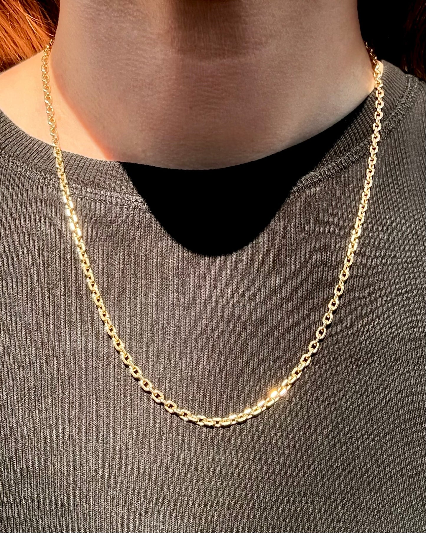 9ct Gold Vintage faceted biker cable link chain necklace 14.7 grams 21 " inch