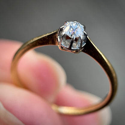 18ct Gold Antique 0.25ct Old Cut Diamond Solitaire Engagement Ring Size N 1/2