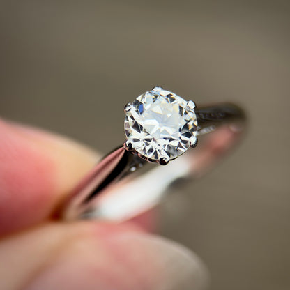 Platinum Antique Art Deco 0.725ct Old Cut Diamond Solitaire Engagement Ring