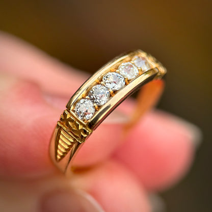 18ct Gold Antique Victorian 0.30CT Old Cut Diamond Five Stone Ring Size J
