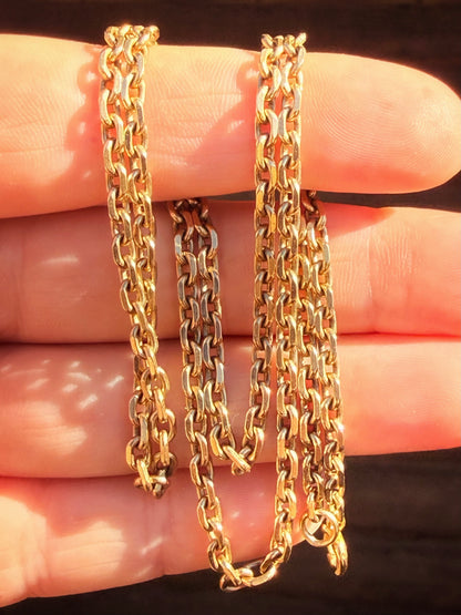 9ct Gold Vintage faceted biker cable link chain necklace 14.7 grams 21 " inch