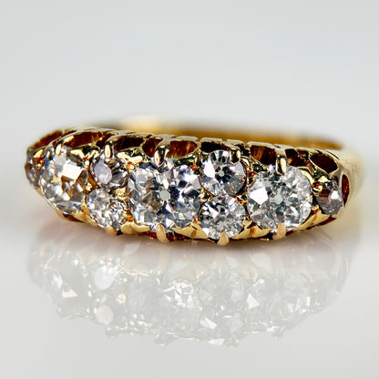 18ct Gold Fully Hallmarked Antique Victorian 1.42ct Old Cut Diamond Ring