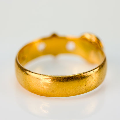 22ct Gold Antique Victorian Fully hallmarked Old Rose Cut Diamond buckle Ring