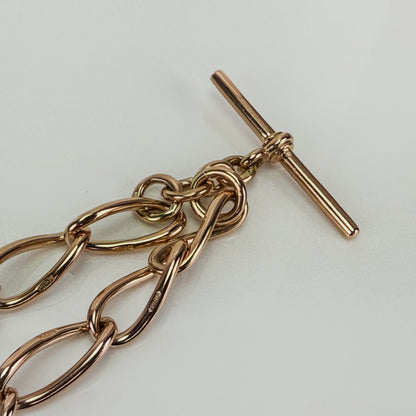 Antique 9ct Rose Gold 17.5" twisted oval Watch Albert Chain 56 grams solid heavy