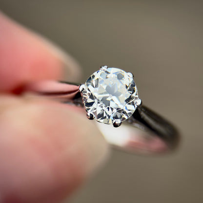 Platinum Antique Art Deco 0.725ct Old Cut Diamond Solitaire Engagement Ring