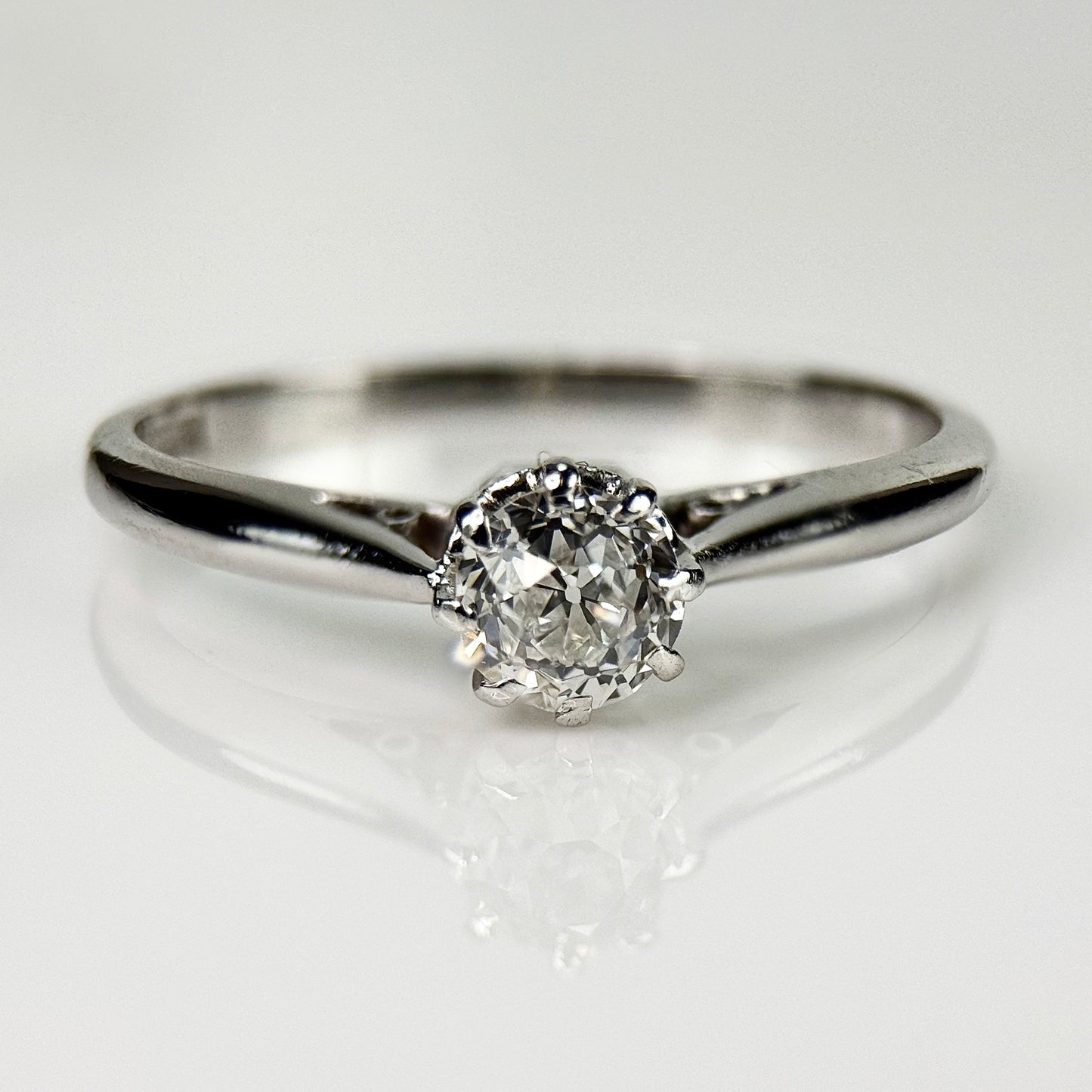 Antique Art Deco Platinum 0.375ct Old Cut Diamond Solitaire Engagement Ring