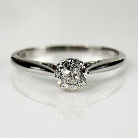 Antique Art Deco Platinum 0.375ct Old Cut Diamond Solitaire Engagement Ring