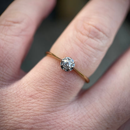 18ct Gold Antique 0.25ct Old Cut Diamond Solitaire Engagement Ring Size N 1/2