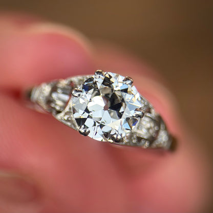 Platinum 1.20ct Old European Cut Diamond Solitaire Engagement Ring