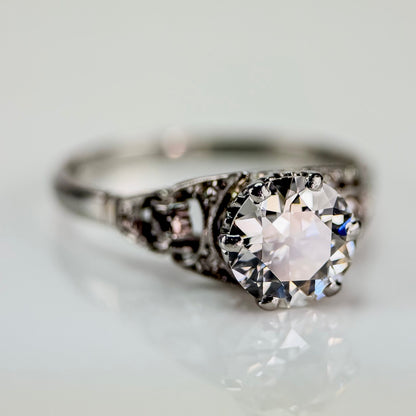 Platinum 1.20ct Old European Cut Diamond Solitaire Engagement Ring