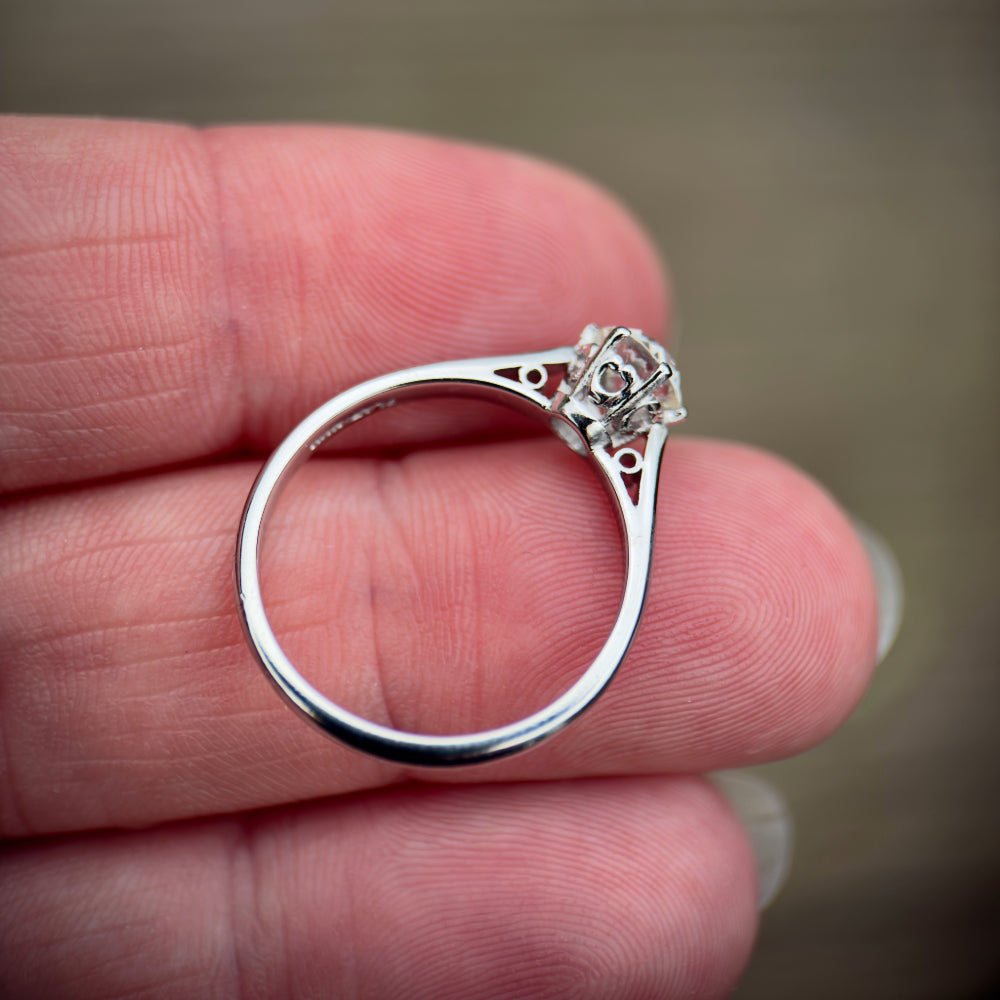 Platinum Antique Art Deco 0.725ct Old Cut Diamond Solitaire Engagement Ring