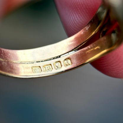 18CT Gold Antique Fully Hallmarked Victorian Old Cut Diamond Snake Ring 8.2g